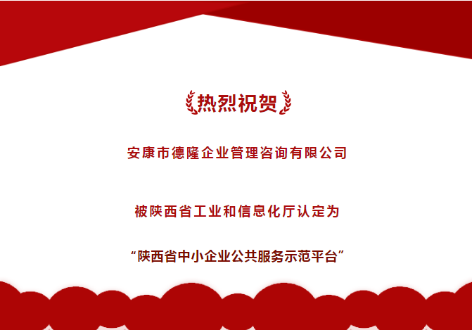 喜報｜安康德隆公司被認定為“陜西省中小企業(yè)公共服務(wù)示范平臺”